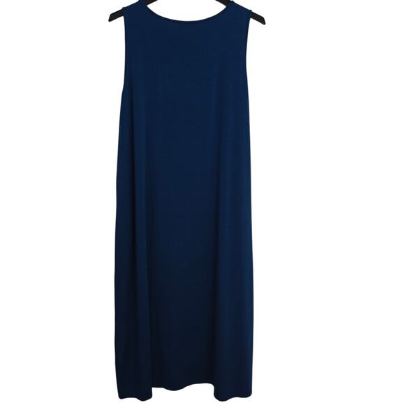 Eileen Fisher Midi Tank Dress Size 1X Blue Tencel Stretch Sleeveless Minimalist - Picture 4 of 5